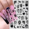 Halloween Nail Art Stickers Black Spider Web Halloween Nail Decals 3D Self Adhesive Halloween Nail Stickers for Nail Art Spider Bat Moon Halloween Day Nail Decorations for Women and Girls, 6Sheets