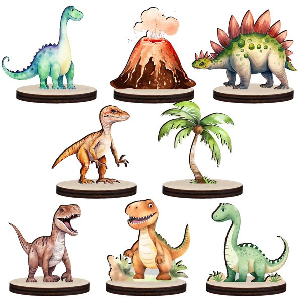 Beeveer 16 Pieces Dinosaur Party Centerpieces for Table Decorations 3D Dino Safari Jungle Animal Theme Baby Shower Table Topper Stand Decor For Boys Girls(Dinosaur)