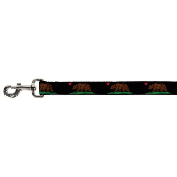 Buckle-Down Pet Leash - California Flag Bear Black - 6 Feet Long - 1.5" Wide