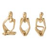 FJS Gold Decor Thinker Statues for Table Decor Abstract Art Sculpture Set of 3 Golden Resin Figurines Decorations for Home Living Room Office Shelf Decoration