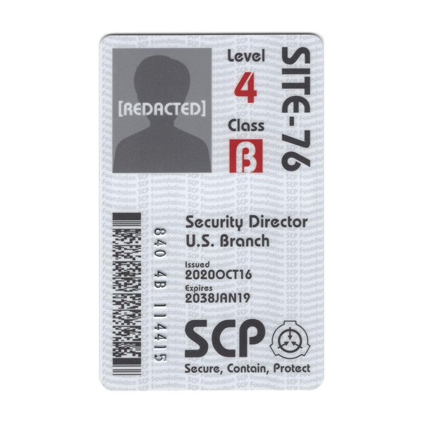 HOKUSHIN SCP Foundation Secure Access Card Writable U.S. Branch Security Director