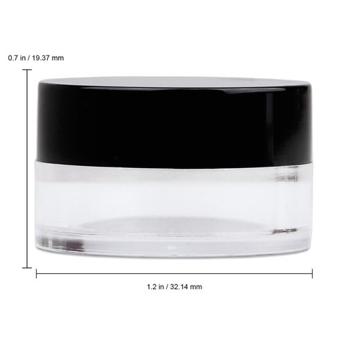50 Jars - Beauticom High-Graded 5 Grams/5 mL BPA Free Thick Clear Acrylic No Leak Plastic empty Containers with Black Lid for Cosmetic, Lip Balm, Beads, Creams, Lotion, Liquids, Sample, Travel