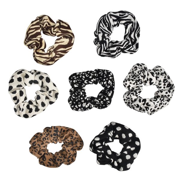 Yonchic 7-Piece Leopard Cow Print Elastic Hair Ties, Animal Style Multicolor Scrunchies Girls Hair Bands, Ponytail Holder No Damage Hair Tie Fashion Rubber Bands Hair Accessories
