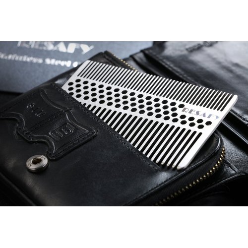 Resafy Stainless Steel Hair Comb Wallet Comb Credit Cart Size Pocket Comb