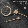 Bartosi Rhinestone Moon Hair Clips Gold Star Hairpins Crystal Decorative Bobby Pin Bride Wedding Hair Pins Side Clip Hair Accessories for Women and Girls (Pack of 3)