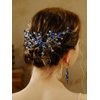 Denifery Crystal Wedding Hair Comb Bridal Flower Rhinestone Hair Side Comb Handmade Blue Crystal Hair Pieces Wedding Hair Accessories for Women Girls