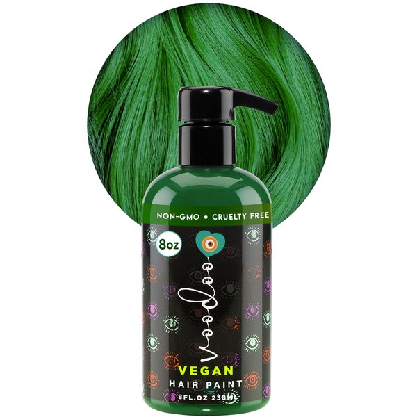 MOEHAIR Semi-Permanent Hair Color | Green Hair Dye 8 Oz | No Ammonia, Sulfate or Paraben | Vegan & Cruelty-Free | Gentle & Washable Formula | Voodoo Harmony Green Hair Color | Lasts 6-8 Washes