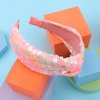 GAFATORY Pink Sequin Headband Sparkly Glitter Headband for Girls Knotted Hair Band Pink Hair Accessories Fashion Headbands for Women Twist Hairband