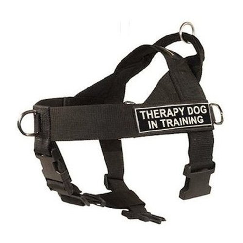 Dean & Tyler DT Universal No Pull Dog Harness - Adjustable, Strong Neoprene Nylon - for Small Breeds - Removable Patches - Size XSmall - Girth Size 21"- 25" - Includes Therapy Dog in Training Patches