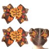 2Pcs Fall Thanksgiving Hair Bow Clips Glitter Maple leaf Hair Bows Alligator Barrettes Autumn Grosgrain Ribbon Hair Accessories Cute Hairpin for Thin Thick Hair Thanksgiving Hair Decoration for Girls