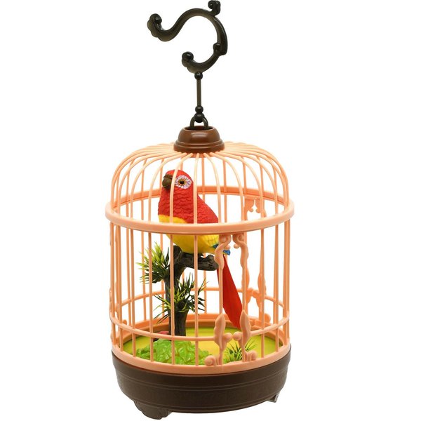 JOCOUNY Mini Voice-Activated Birds Birdcage Toys, Chirping Parrot Birds Animals Toy for Baby Toddler Kids Children Birthday Home Decor (HL518-1A)