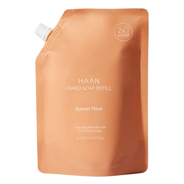 HAAN Foaming Hand Soap Refill | Moisturizing Liquid Hand Soap for Dry Skin | Multi Purpose Hand Wash with Aloe Vera & Cocos Nucifera | Bathroom Soap w/Pump Dispenser | Sunset Fleur - 23.67 Fl Oz