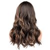 Vieuinaux Brown Mixed Ash Blonde Long Wigs for Women,20inch Wave Curly Middle Part Synthetic Hair Wig Daily with layered
