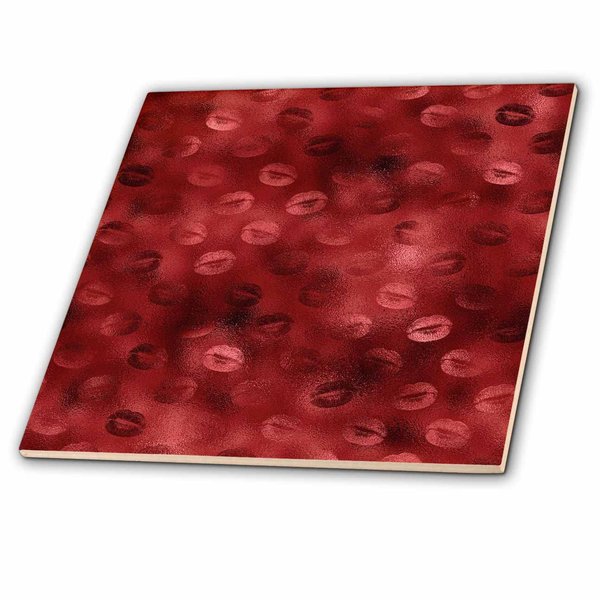 3dRose Anne Marie Baugh - Patterns - Glam Red On Red Lip Kiss Imprint Pattern - Tiles (ct_357463_2)