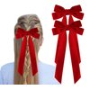 2Pcs Velvet Hair Bows Ribbon for Women Big Fall Alligator Clips Bowknot Hair Ponytail Holder Accessories for Women Girls Toddlers Teens Kids (Red*2)