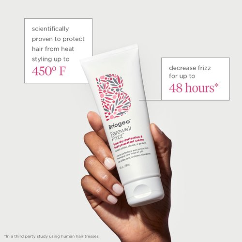 Briogeo Farewell Frizz Blow Dry Cream Heat Protectant, Anti Frizz Hair Products for Frizz Control from Hair Dryer, Coconut & Argan Oil for Hair, Hair Styling Products, Hair Moisturizer, 4 oz