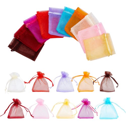 PH PandaHall 100pcs Sheer Organza Bags, 2.7 X 3.5” Gift Bags Mixed Color Drawstring Organza Jewelry Bags Wedding Favors Bag for Party Wedding Christmas Valentine Favors Bags Christmas Tree Bags