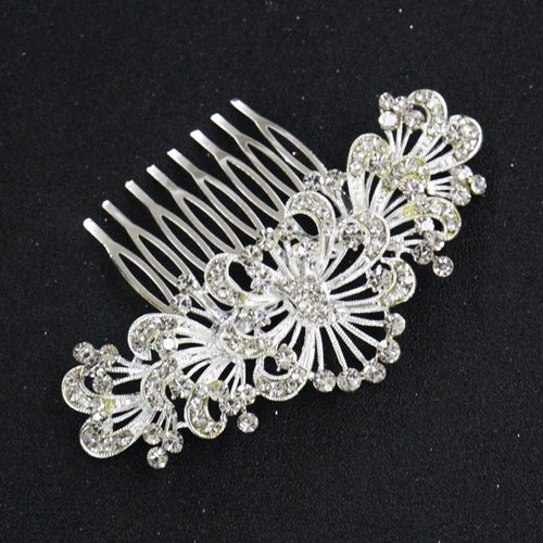 Brihasory Crystal Bride Wedding Hair Comb Rhinestone Bridal Hair Accessories Party Prom Head Pieces Flower Hair Sides Elegant Hair Clips for Women and Girls Bridesmaids Gifts