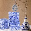 30 Yards Christmas White and Blue Wired Edge Ribbon Chinoiserie Ribbon Floral Bird Ribbon Fabric Ribbons for Crafts Wedding Wreath Bow Wrapping 2.52 Inches by 5 Yards