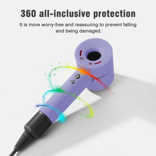 Silicone Case for Dyson Hair dryer washable Anti-Scratch Shockproof Dust proof travel protective Case Cover for Dyson Hair dryer Only for 2 Plug (light purple)