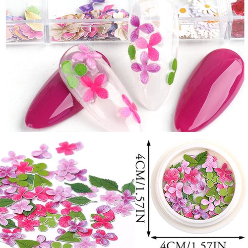 BELICEY 300Pcs Flower Nails Charm Wood Pulp 3D Flower Nail Charms Butterfly Acrylic Nails Accessories for Nail Art Decoration & DIY Crafting Design Flower Nail Charms Glitter Clear Bow Butterfly Nail