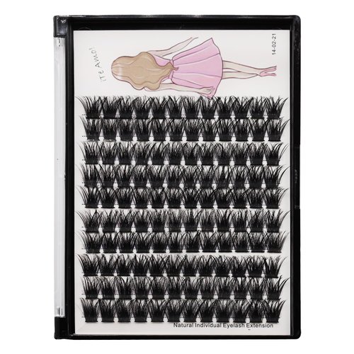 Bodermincer 120 Clusters/box Wide Cluster 3D Effect Glue Bonded Cluster Eyelashes Individual Eyelash Extension Eyelashes Bunches False Eyelashes Home Eyelash Extension (18MM)