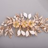Chargances Wedding Flower Leaf Hair Comb Bridal Crystal Pearl Hair Side Comb Gold Rhinetone Handmade Headpiece Hair Accessories for Women and Girls (Gold)