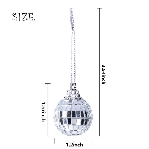 60PCS Disco Ball Ornament - 1.2 Inch Mirror Disco Ball 60s 70s Reflective Mirror Ball Christmas Tree Wedding Birthday Party Ball Ornaments