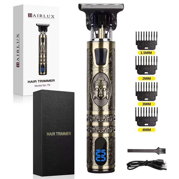 Bairlux Professional Hair Clippers for Men, Trimmer with LCD Display, Grooming Kit for Beard, Cordless Shaving Machine, Waterproof, Quick USB Charging, T-Blade, Zero Gapped Clippers, Haircut Kit