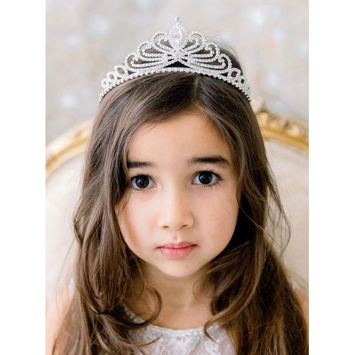SWEETV Girls Princess Tiara, Birthday Tiara Comb for Kids, Multicolored Crystal Crown for Flower Girls, Costume Headpiece Wedding Prom Party Dressup Accessories