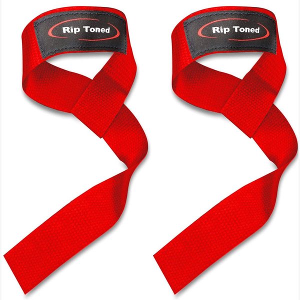 Rip Toned Wrist Straps for Weightlifting - 23" Weight Lifting Straps for Men, Women (Padded) - Cotton Gym Wrist Wraps for Deadlift, Strength Training, Powerlifting, Bodybuilding - Hand Wraps Red