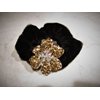 Generic Flower shaped hair tie pony tail holder scrunchie with gold crystals