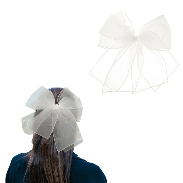 Firopia Big Organza Hair Bows for Women | Lightweight Bow Hair Clips | Elegant Double Layer Bowknot Barrettes | Birthdays Wedding Party Prom Hair Accessories for Women（White）