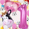 InBy 18pcs Farm Animal Balloons for 1st Birthday Party Decorations Pig Cow Head First Farm Animal Theme Balloon Garland Arch 40" Number 1 Foil Balloon 12" Latex Balloon Baby Girl Shower Party Supplies