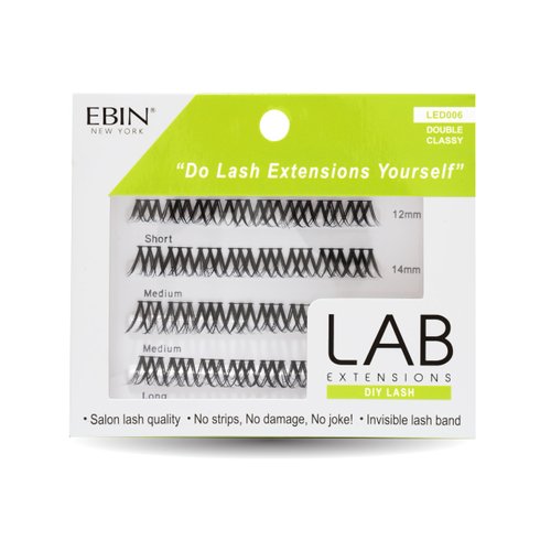LAB Extensions DIY False Eyelashes - Double Classy Style, Cluster Lashes in 3 Lengths for Salon-Quality Finished Look, Invisible Band, Soft & Sleek, Easy to Customize, Reusable, Cruelty Free