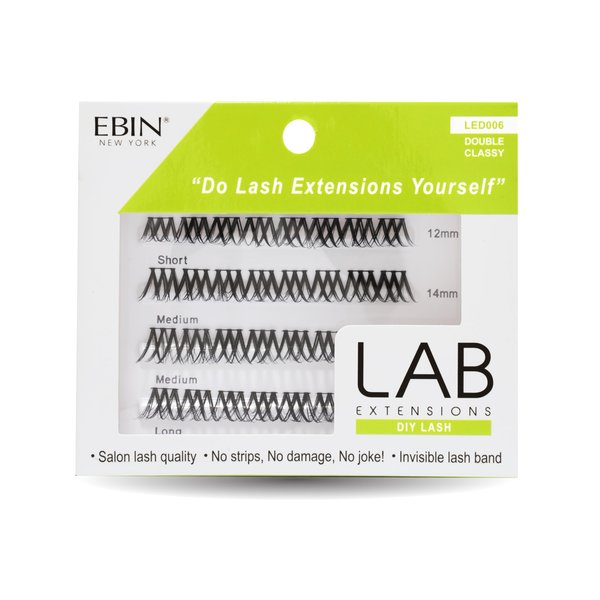 LAB Extensions DIY False Eyelashes - Double Classy Style, Cluster Lashes in 3 Lengths for Salon-Quality Finished Look, Invisible Band, Soft & Sleek, Easy to Customize, Reusable, Cruelty Free