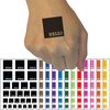 Hello Reversed Text in Box Temporary Tattoo Water Resistant Fake Body Art Set Collection - Dark Green (One Sheet)