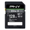 PNY 128GB Elite-X Class 10 U3 V30 SDXC Flash Memory Card - 100MB/s, Class 10, U3, V30, 4K UHD, Full HD, UHS-I, Full Size SD