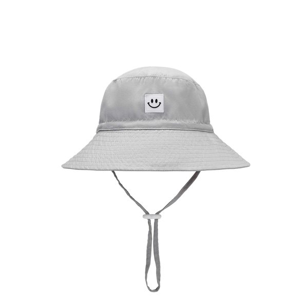 Baby Sun Hat Smile Face Toddler UPF 50+ Sun Protective Bucket hat Nice Beach hat for Baby Girl boy Adjustable Cap Gray