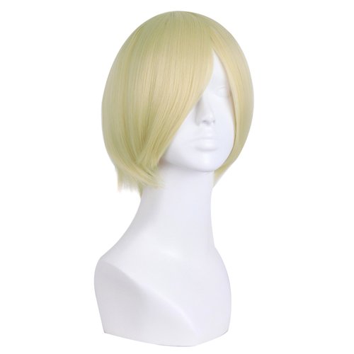 MapofBeauty 12 Inches/30cm Short Straight Cosplay Costume Wig Party Wig (Blonde/Light Blonde)