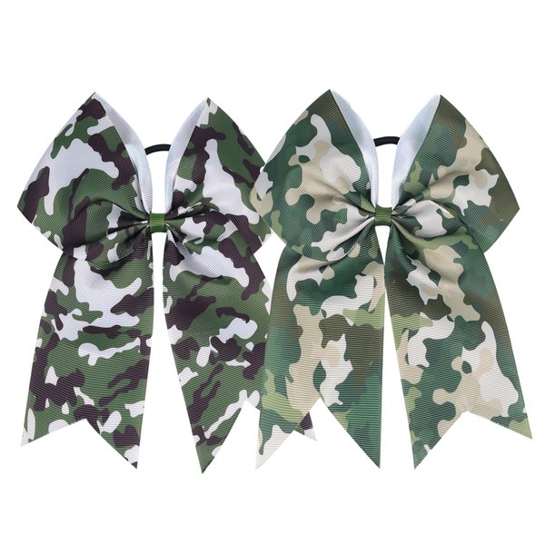 7"Camo Cheer Bow Cheer Bows Full Camouflage Ponytail Hair Ties Ponytail Holder Accessories.(FQ9) (2 pcs Set B)