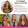 oisiyu Highlight Lace Front Wig Human Hair 13x4 Body Wave HD Lace Front Wigs Human Hair Pre Plucked 4/27 Ombre Honey Blonde HD Lace Frontal Glueless Wigs For Women 180% Density 26 Inch Super Soft