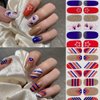 8 Sheets Gel Nail Strips 4th of July Gel Nail Stickers Independence Day Self Adhesive Nail Polish Glitter Nails Sticker Holiday Full Nail Wraps Stickers for Women Manicure Tips