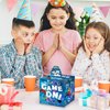 Misaidou Blue Video Game Birthday Money Gift Box with DIY Stickers for Any Age, Surprise Money Boxes for Cash Gift with Pull Out Happy Birthday Day Card and 100Pcs Transparent Bags for Boys Girls