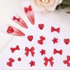SHANRUN Red Bow-Knot Nail Charms - Cute Kawaii 3D Pearls Resin Acrylic Loving Heart Nail Gems Bow Nail Charms for Press on Nails Art Design DIY Nail Art Rhinestones Decoration Supplies Set