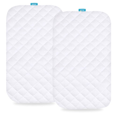 Waterproof Bassinet Mattress Pad Cover Compatible with Baby Delight Beside Me Dreamer Bassinet, 2 Pack, Ultra Soft Viscose Made from Bamboo Terry Surface, Breathable and Easy Care