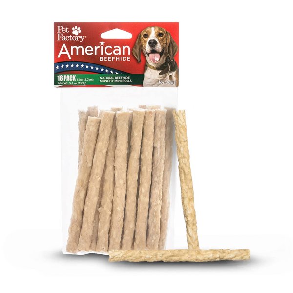 Pet Factory American Beefhide 5" Munch Mini Rolls Dog Chew Treats - Natural Flavor, 18 Count/1 Pack