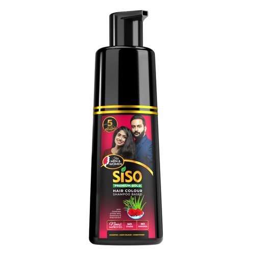 Siso Permanent Hair Color Shampoo Pump pack, Natural Black 180ml | No Skin Stain, No Ammonia, No Parabens