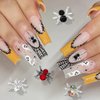 32Pcs Halloween Nail Charms 3D Spider Nail Charm Silver Gold Red Spider Nail Jewelry Gems Shiny Alloy Designs Halloween Nail Charm Set or Acrylic Nails Supplies DIY Gothic Nail Art Decorations
