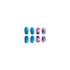 Short Press On Nails Oval Fake Nails Acrylic False Nails With Blue Flower Designs Artificial Blue Nails Press Ons Glossy Glue On Nails Short Full Cover Stick On Nails For Women